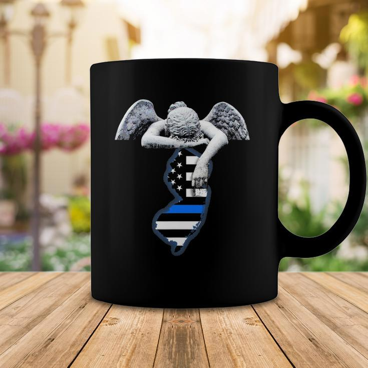 New Jersey Thin Blue Line Flag And Angel For Law Enforcement Coffee Mug Unique Gifts