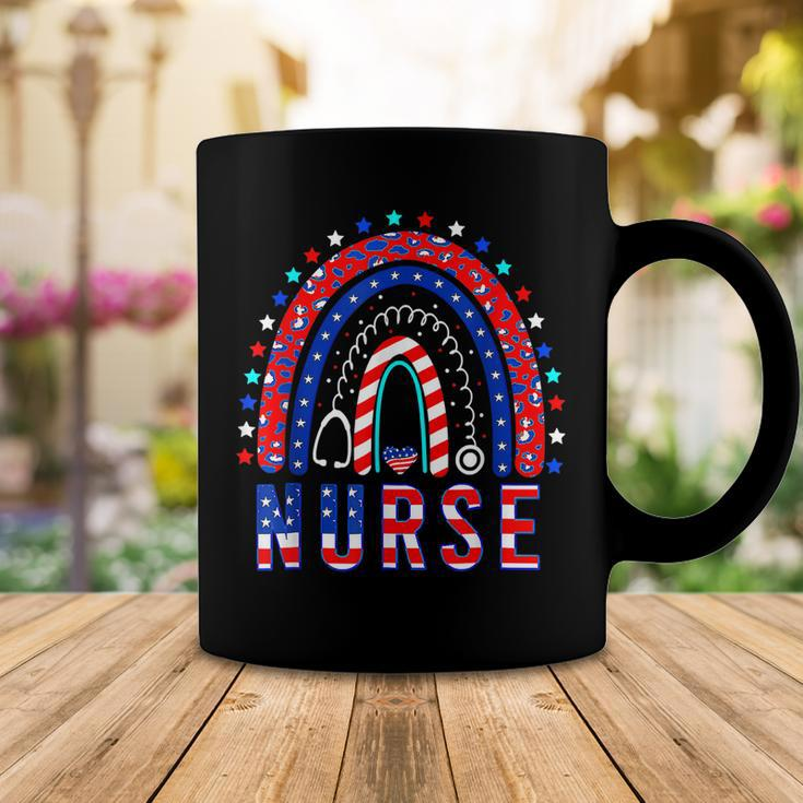 Nurse Stethoscope Rainbow Memorial Day 4Th Of July Nursing Coffee Mug Funny Gifts