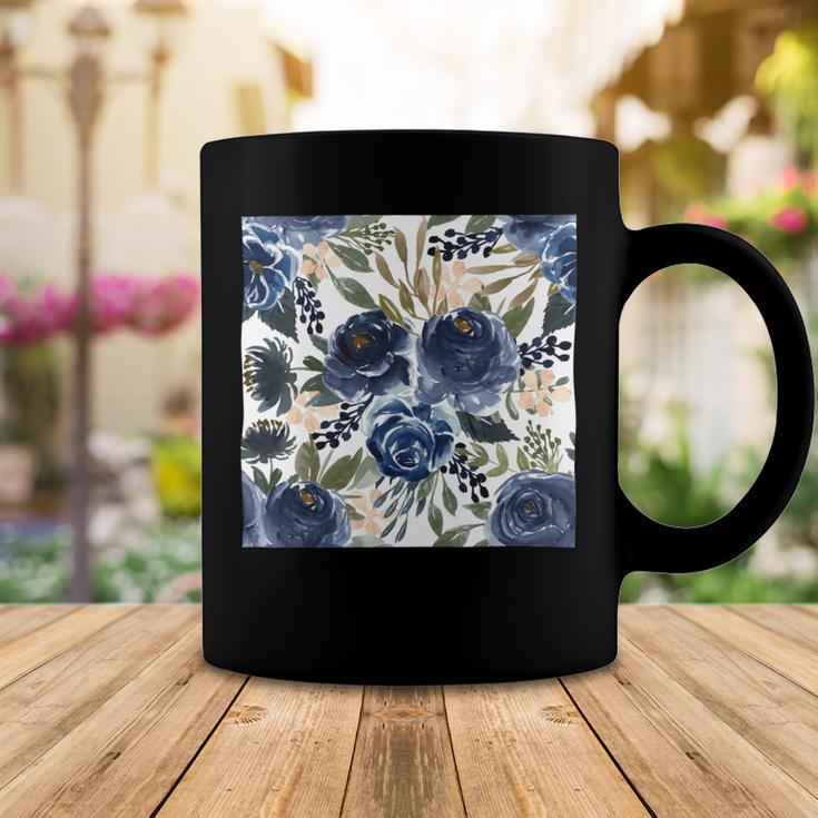 Pattern Watercolor Flower Navy Blue Coffee Mug Funny Gifts