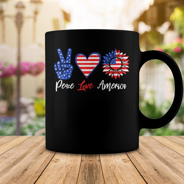 Peace Love America Funny 4Th Of July Sunflower Coffee Mug Funny Gifts