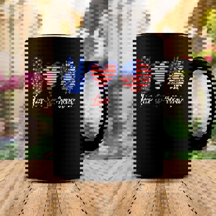 Peace Love America Funny 4Th Of July Sunflower Coffee Mug Funny Gifts