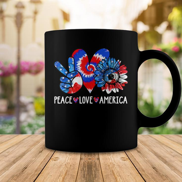 Peace Love America Sunflower Patriotic Tie Dye 4Th Of July Coffee Mug Unique Gifts