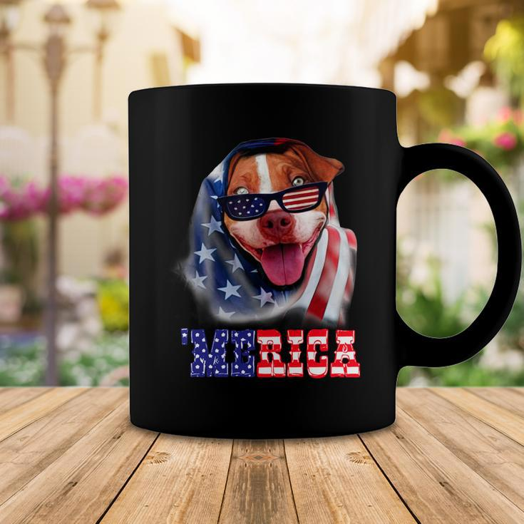 Pitbull American Flag 4Th Of July Pitbull Dad Dog Lover Fun Coffee Mug Funny Gifts