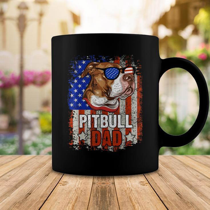 Pitbull Dad 4Th Of July American Flag Glasses Dog Men Boy Coffee Mug Funny Gifts