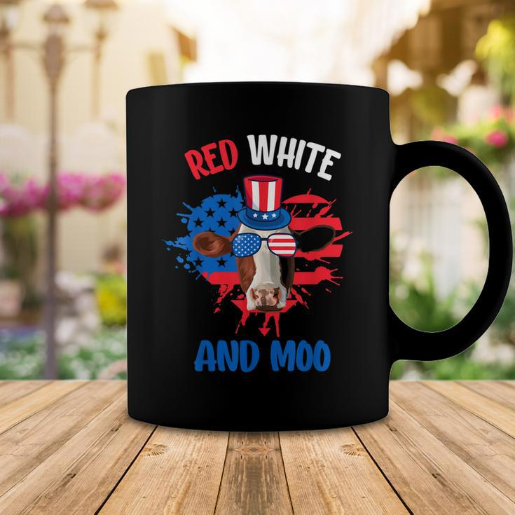 Red White And Moo Patriotic Cow Farmer 4Th Of July Coffee Mug Unique Gifts
