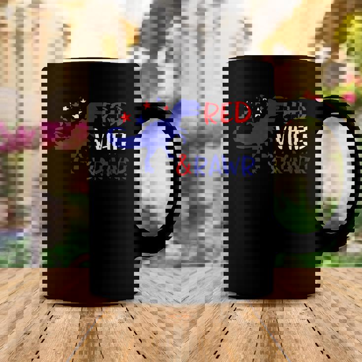 Red White & Rawr 4Th Of July Dinosaur Trex Coffee Mug Personalized Gifts