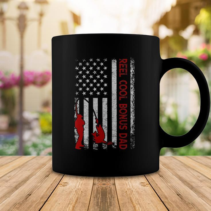 Reel Cool Bonus Dad American Flag Fishing Fathers Day Coffee Mug Unique Gifts