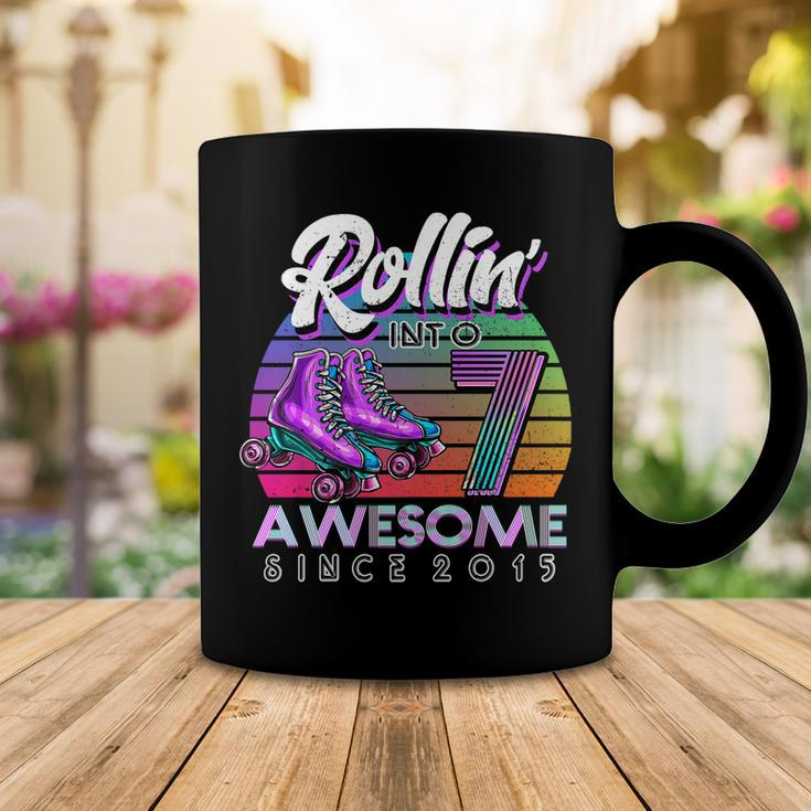 Rolling Into 7 Since 2015 Roller Skate 7Th Birthday Girl Coffee Mug Funny Gifts