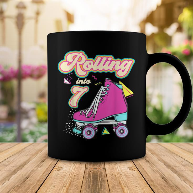 Rolling Into 7 Year Old Roller Skate 7Th Birthday Girl Coffee Mug Funny Gifts