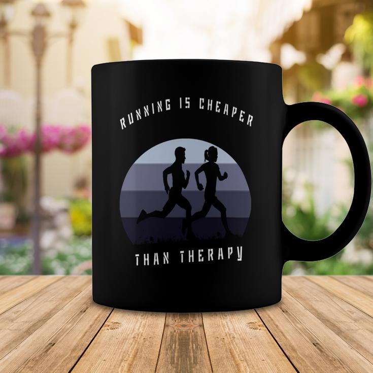 Running Is Cheaper Than Therapy Coffee Mug Funny Gifts