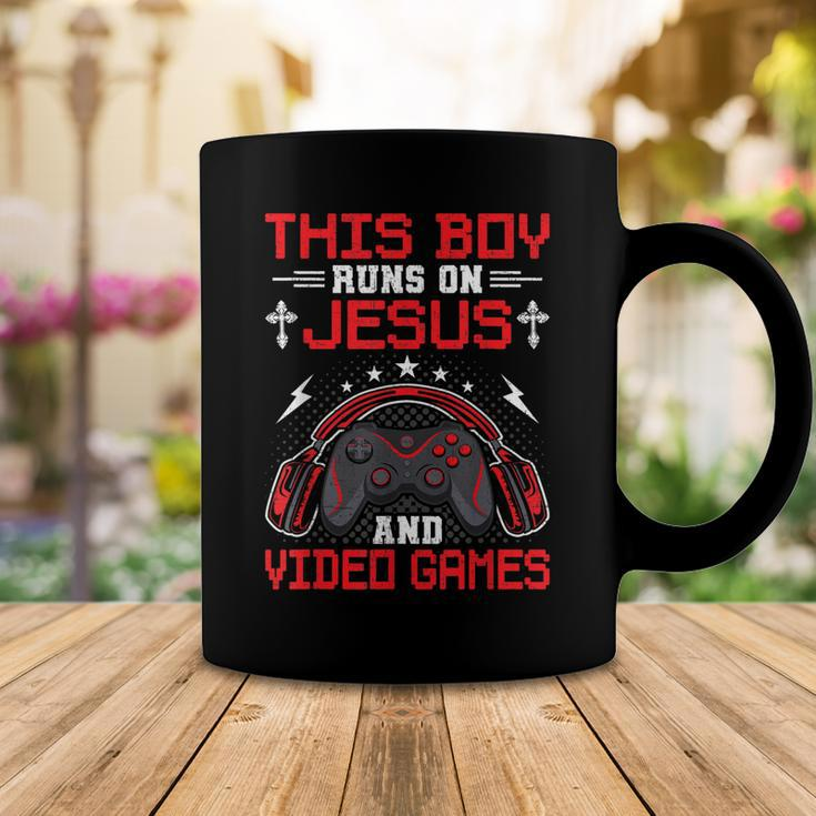 This Boy Runs On Jesus And Video Games Video Gamer Gaming Coffee Mug Funny Gifts