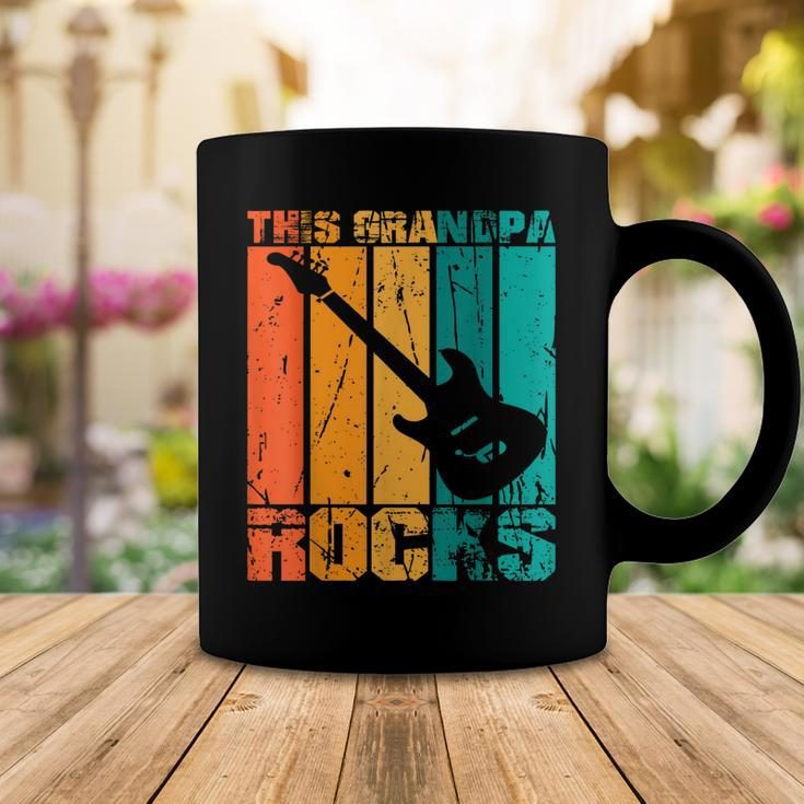 This Grandpa Rocks Design Fathers Day Birthday Guitar Coffee Mug Funny Gifts