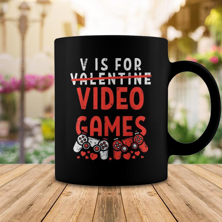 V Is For Video Games Funny Valentines Day Gamer Boy 583 Trending Shirt Coffee Mug Funny Gifts