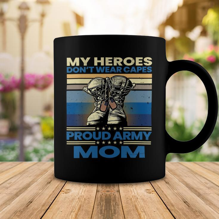 Vintage Veteran Mom My Heroes Dont Wear Capes Army Boots T-Shirt Coffee Mug Unique Gifts