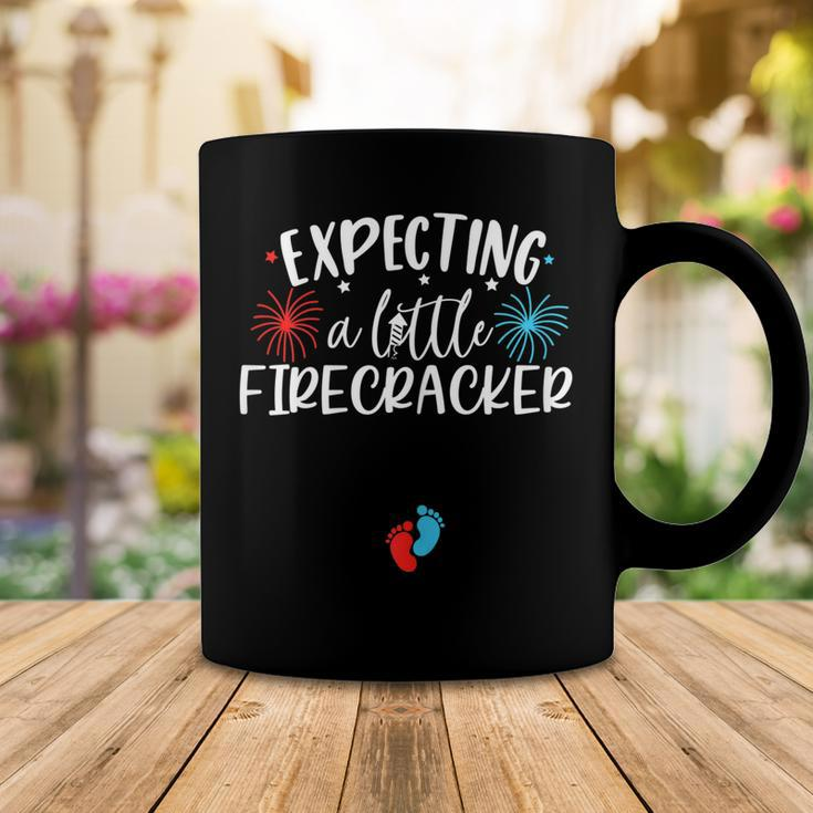 Womens Expecting A Little Firecracker Funny 4Th Of July Pregnant Coffee Mug Funny Gifts