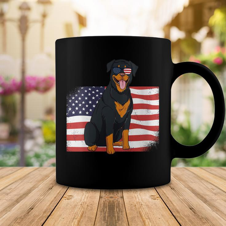 Womens Rottie Dad & Mom American Flag 4Th Of July Usa Rottweiler Coffee Mug Funny Gifts