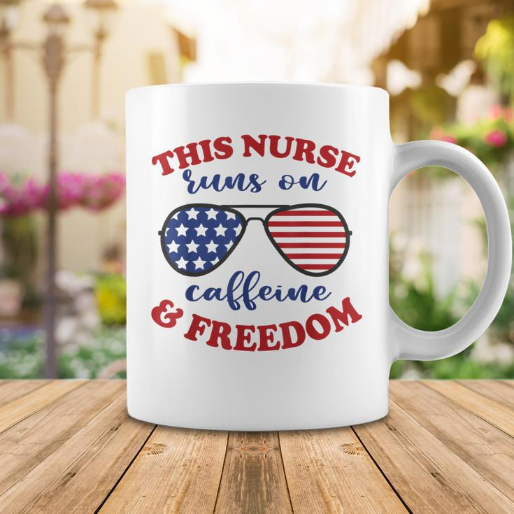 4Th Of July Nurse American Flag Sunglasses Caffeine Freedom Coffee Mug Funny Gifts