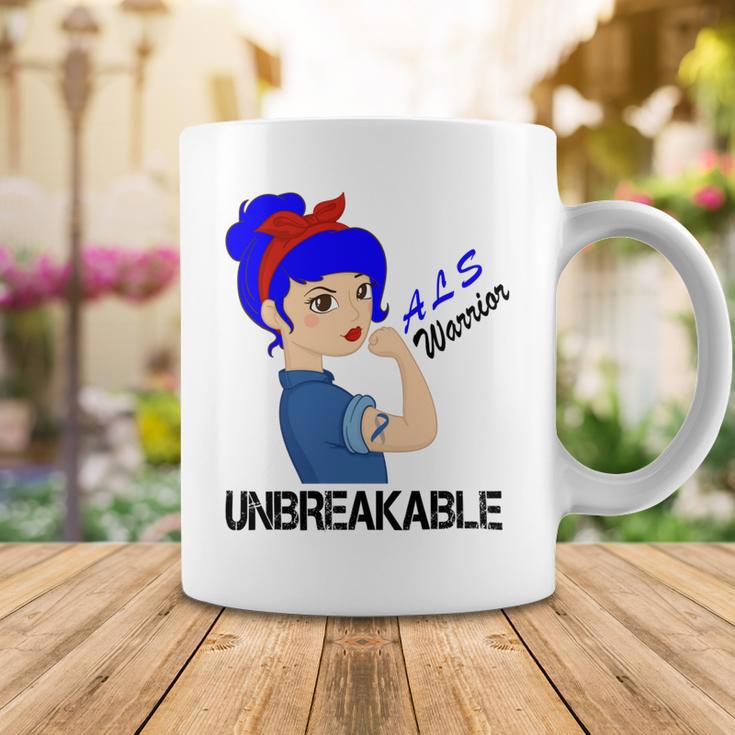 Als Warrior Strong Women Blue Ribbon Amyotrophic Lateral Sclerosis Support Als Awareness Coffee Mug Funny Gifts