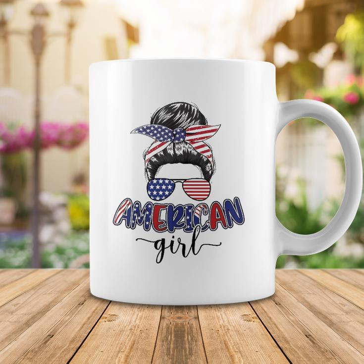 American Girl Messy Bun 4Th Of July Mom Usa Women Coffee Mug Unique Gifts