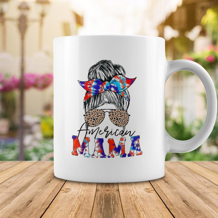 American Mama Usa Patriot Flag Tie Dye 4Th Of July Messy Bun Coffee Mug Unique Gifts