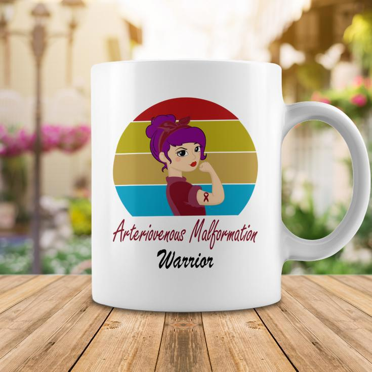 Arteriovenous Malformation Strong Women Vintage Funny Burgundy Ribbon Arteriovenous Malformation Support Arteriovenous Malformation Awareness Coffee Mug Unique Gifts