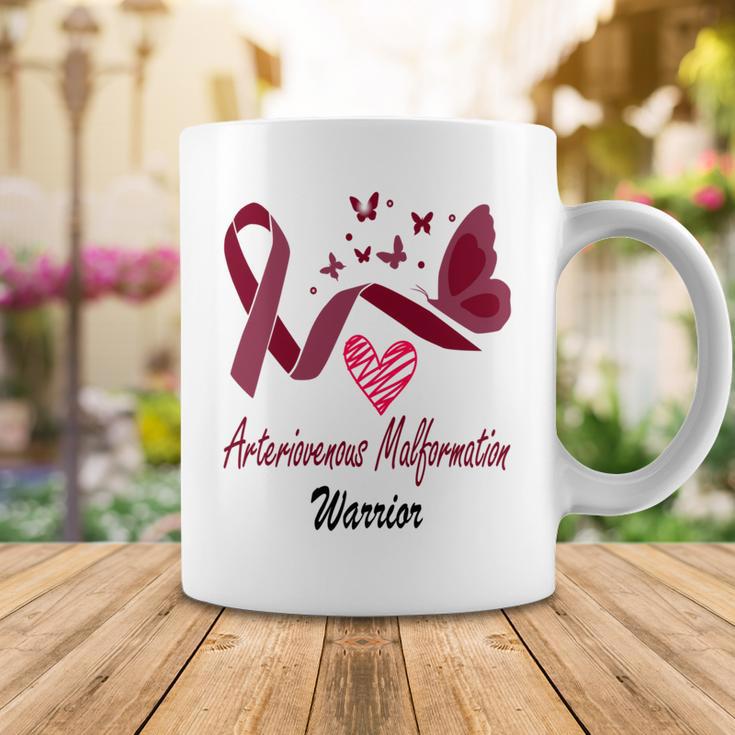 Arteriovenous Malformation Warrior Butterfly Funny Unicorn Burgundy Ribbon Arteriovenous Malformation Support Arteriovenous Malformation Awareness Coffee Mug Funny Gifts