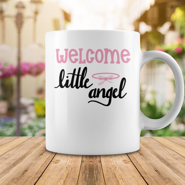 Baby Shower Text Design Welcome Little Angel Coffee Mug Funny Gifts