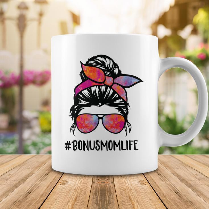 Bonus Mom Life Stepmom Mothers Day Messy Bun Hair For Woman V2 Coffee Mug Funny Gifts