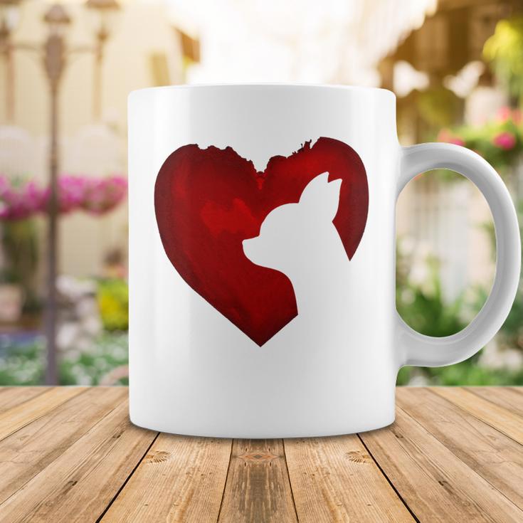 Chihuahua Shape With Red Heart Painting For Valentine Day Coffee Mug Funny Gifts