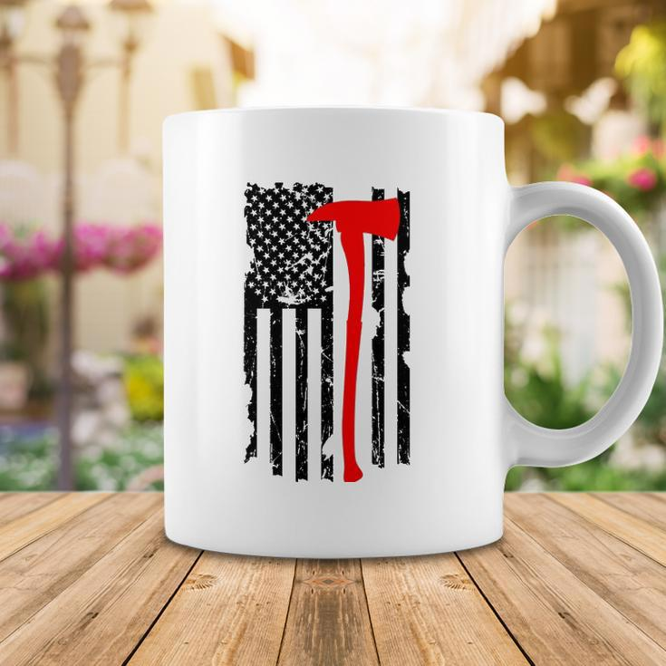 Distressed Patriot Axe Thin Red Line American Flag Coffee Mug Unique Gifts
