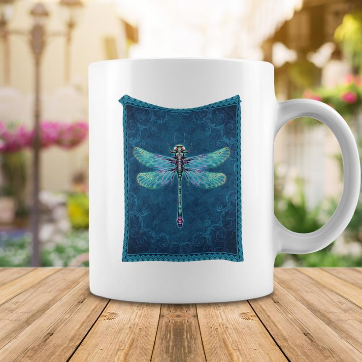 Dragonfly With Floral Vintage Coffee Mug Unique Gifts
