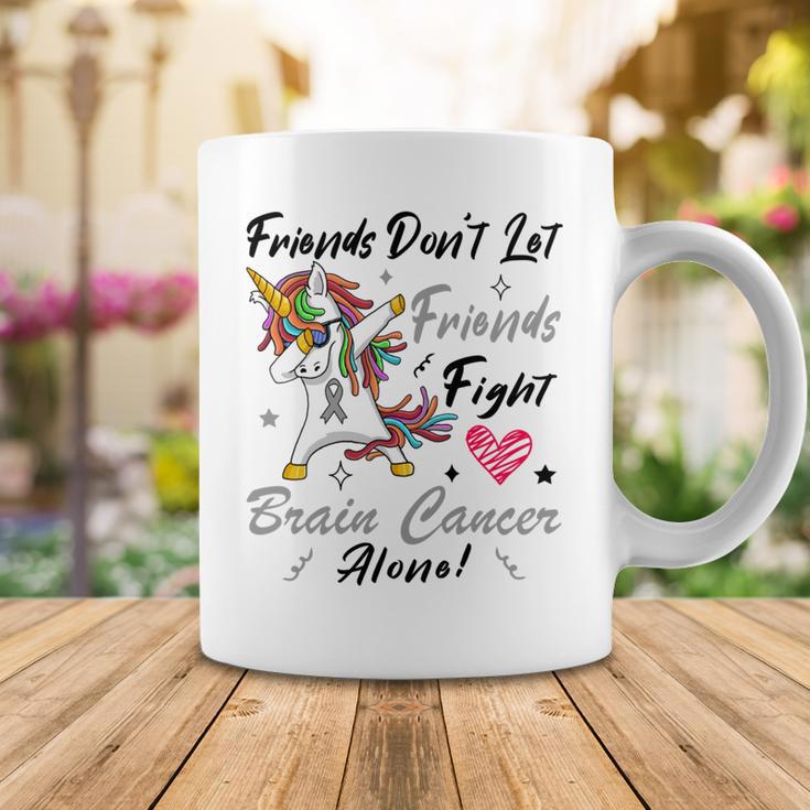 Friends Dont Let Friends Fight Brain Cancer Alone Unicorn Grey Ribbon Brain Cancer Brain Cancer Awareness Coffee Mug Funny Gifts