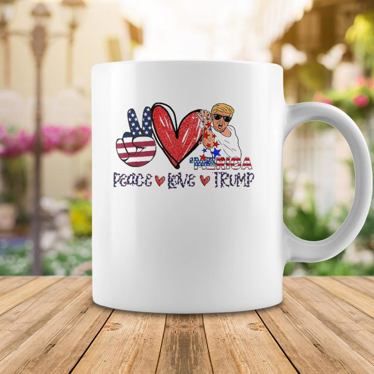 Funny 4Th Of July Peace Love Trump Merica Usa Flag Patriotic Coffee Mug Unique Gifts