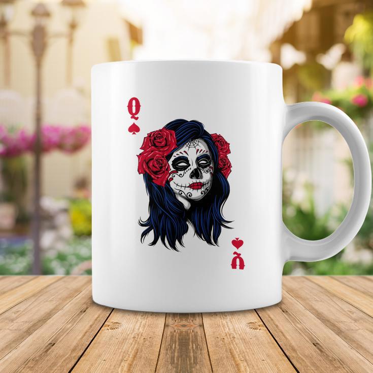 Halloween Sugar Skull With Red Floral Halloween Gift By Mesa Cute Coffee Mug Funny Gifts