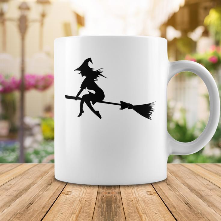 Halloween Young Scary Witch On Broom Pattern Coffee Mug Funny Gifts