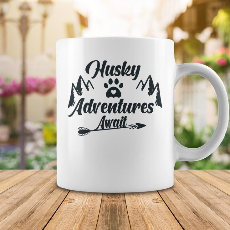 Husky Adventure Await Siberian Husky Adventures Hiking With Huskies Gift For Husky Lover V2 Coffee Mug Funny Gifts