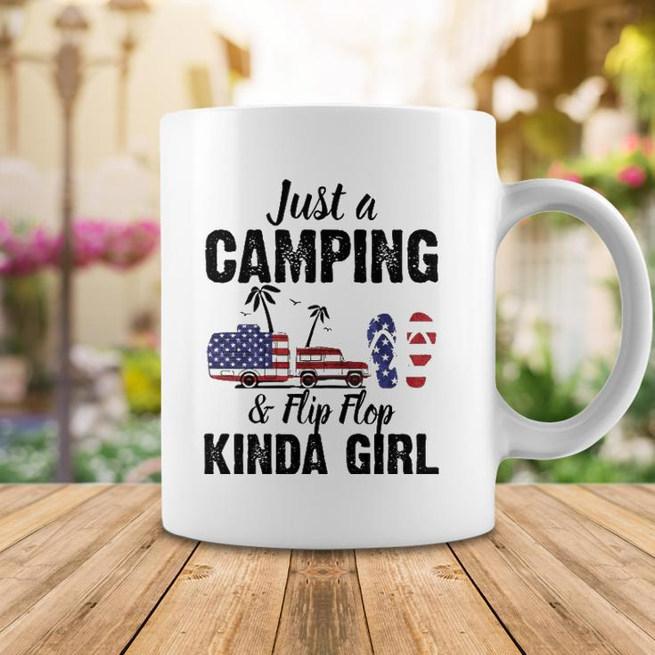 Just A Camping And Flip Flop Kinda Girl 4Th Of July Coffee Mug Unique Gifts