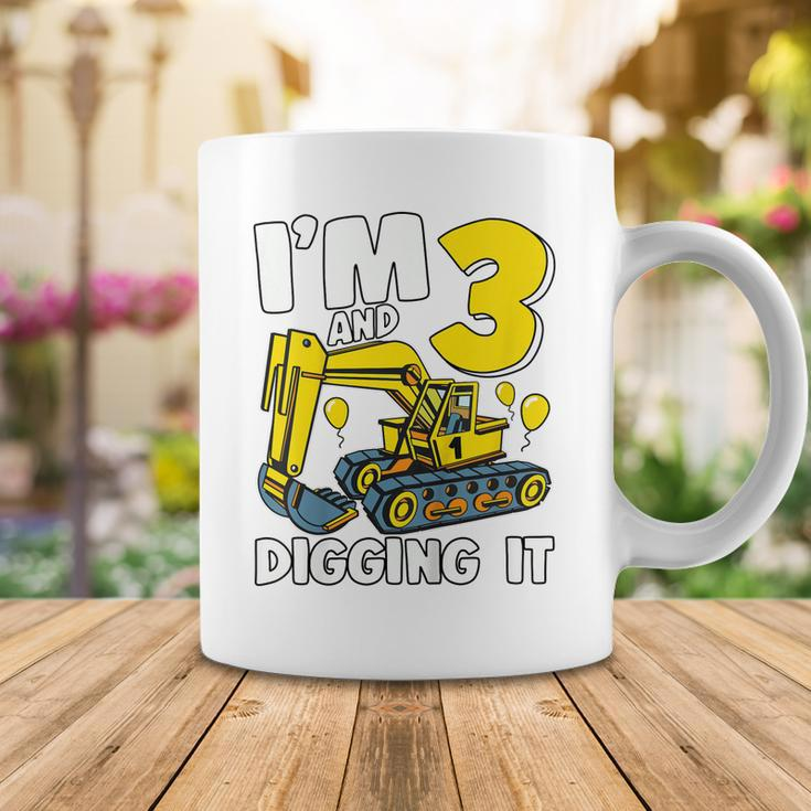 Kids Im 3 And Digging It 3 Years Boys 3Rd Birthday Excavator Coffee Mug Funny Gifts