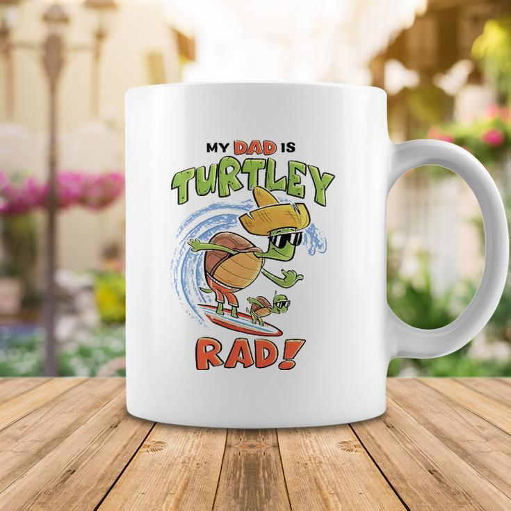 Kids My Dad Is Turtley Rad Cute Kids For Dad Turtles Surf Coffee Mug Unique Gifts