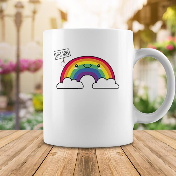 Love Wins Lgbt Kawaii Cute Anime Rainbow Flag Pocket Design Coffee Mug Unique Gifts