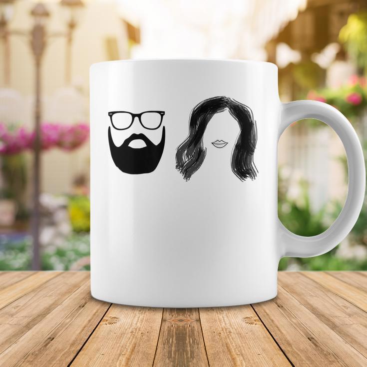 Man With Beard And Glasses With Woman Wavy Hair Coffee Mug Funny Gifts