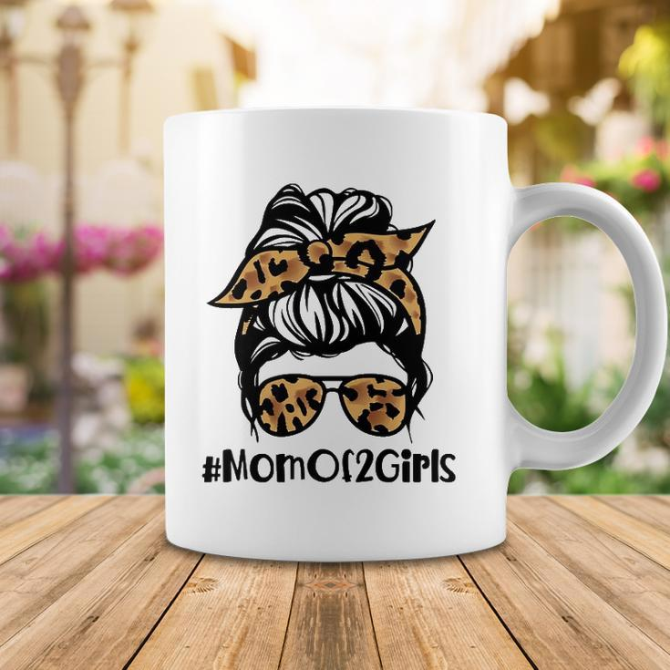 Mom Of 2 Girls Mothers Day Daughter Mom Life Messy Bun Coffee Mug Unique Gifts