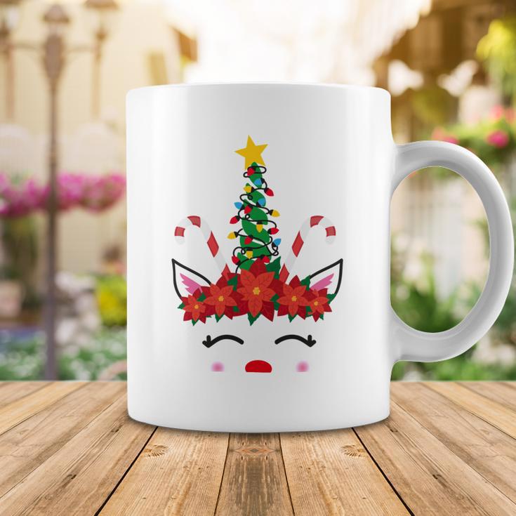 New Christmas Unicorn Face Santicorn Poinsettia Crown Cute V2 Coffee Mug Funny Gifts