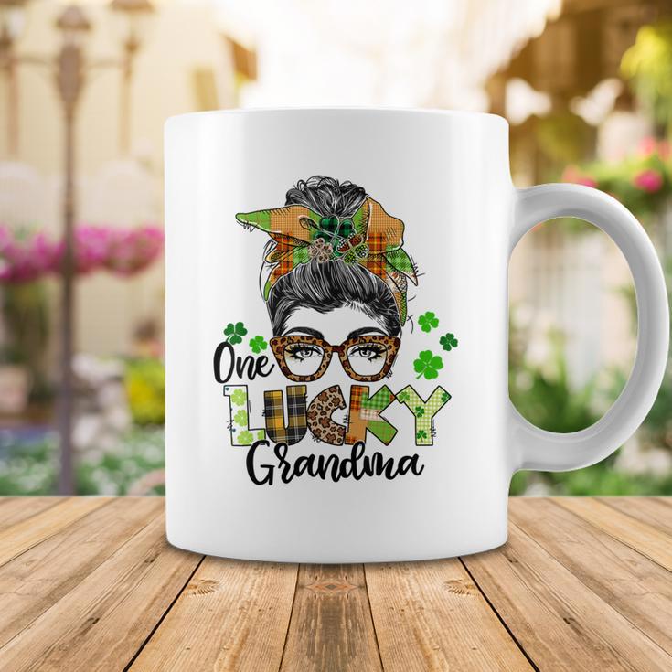 One Lucky Grandma Shamrock Plaid Leopard St Patricks Day Coffee Mug Funny Gifts