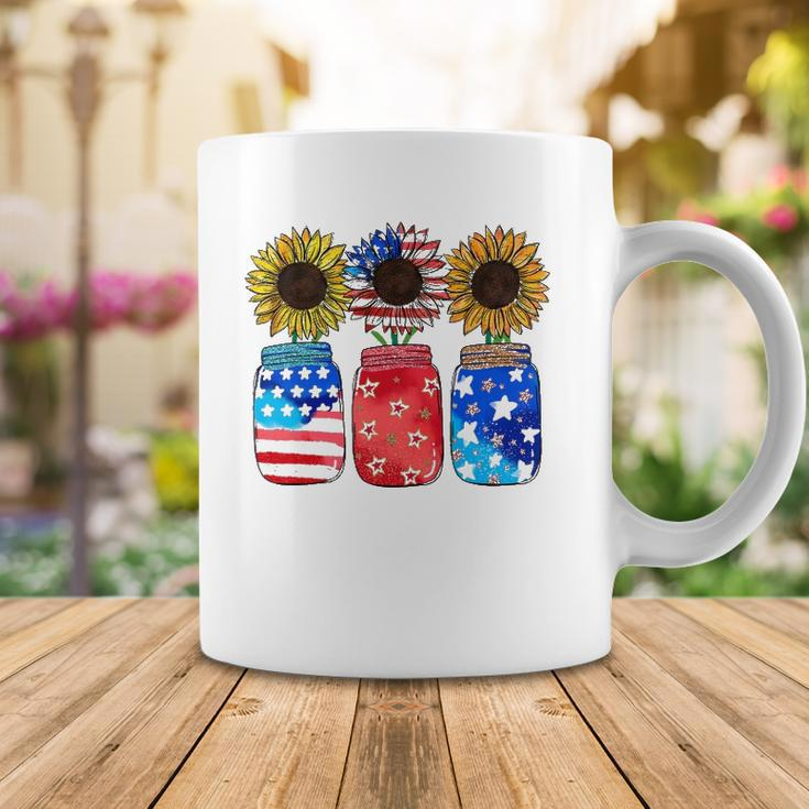 Patriotic Jar Sunflower American Flag Funny 4Th Of July Coffee Mug Unique Gifts