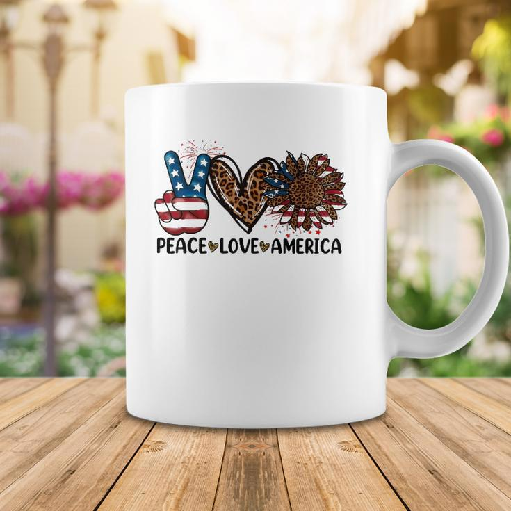 Peace Love America Sunflower Leopard Usa Flag 4Th Of July Coffee Mug Unique Gifts