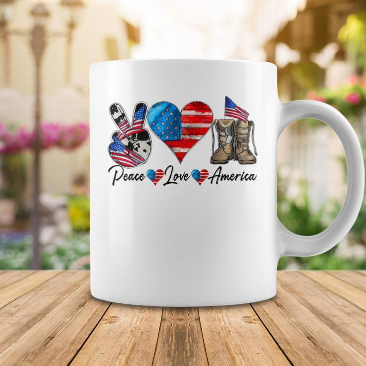 Peace Love America Vintage 4Th Of July Western America Flag Coffee Mug Funny Gifts
