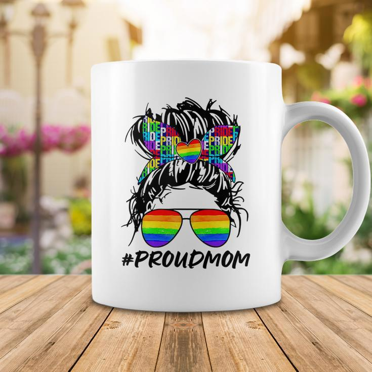 Proud Mom Lgbt Gay Pride Messy Bun Rainbow Lgbtq Coffee Mug Unique Gifts