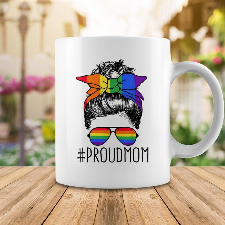 Proud Mom Messy Hair Bun Lgbtq Rainbow Flag Lgbt Pride Ally V3 Coffee Mug Funny Gifts