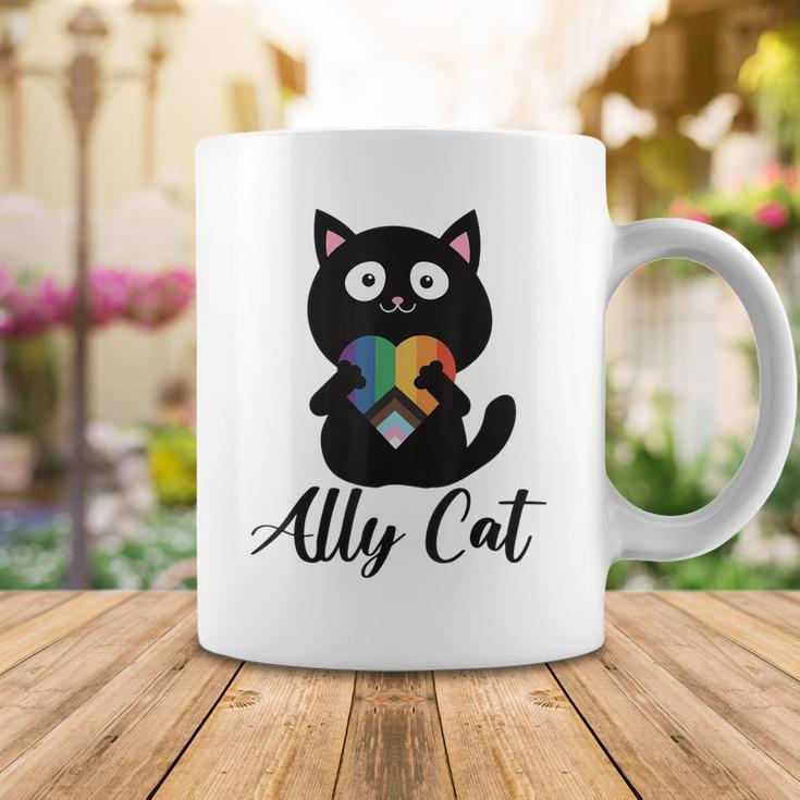 Rainbow Ally Cat Lgbt Gay Pride Flag Heart Men Women Kids Coffee Mug Unique Gifts